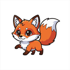 Obraz premium A charming cartoon fox with a fluffy tail and large, expressive eyes walking.