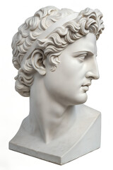 Gypsum statue head in minimal artistic composition