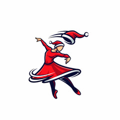 Vector illustration christmas dancer tossing santa hat holiday celebration festive