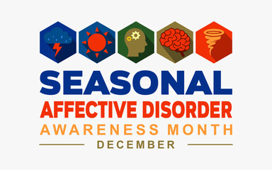 Seasonal Affective Disorder SAD Awareness Month background template, Great for banner , card, poster and social media. Observed every year in December. Holiday concept. Vector illustration.