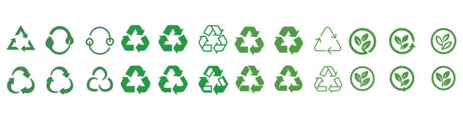 Obraz premium Collection of various green recycling and eco-friendly symbols