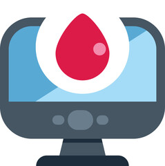 Computer showing blood donation related information, a perfect icon for websites and mobile apps