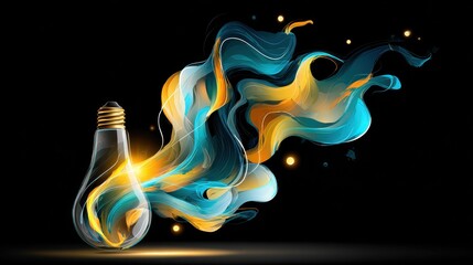 Light bulb with abstract energy flow