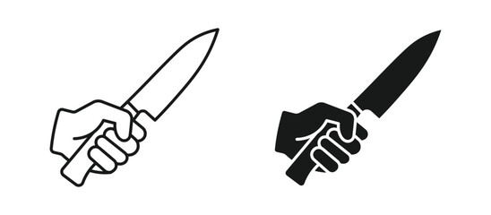  hand holding knife icon set, vector illustration . 