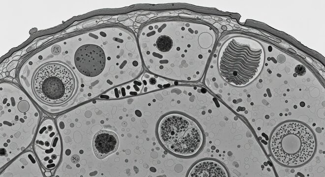 TEM of leaf mesophyll showing virus spread pattern