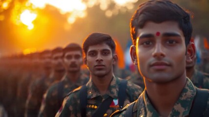 Group of men in military uniforms standing side by side, possibly on a parade or ceremony