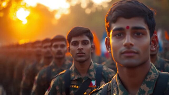 Group of men in military uniforms standing side by side, possibly on a parade or ceremony