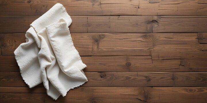 Crumpled White Fabric on Rustic Wooden Surface for Minimalist Aesthetic
