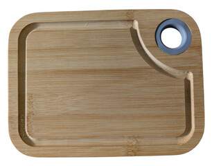 Bamboo cutting board isolated on white. Eco-friendly kitchen accessory for cooking, meal prep and food styling.