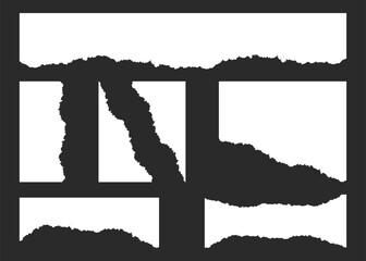 Collection of Realistic torn paper set ripped pieces of paper with rough edges vector illustration