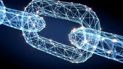 Abstract representation of a digital chain link symbolizing connectivity and security in technology - Powered by Adobe