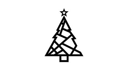 Obraz premium Geometric Christmas Tree Icon with Star Topper Design.