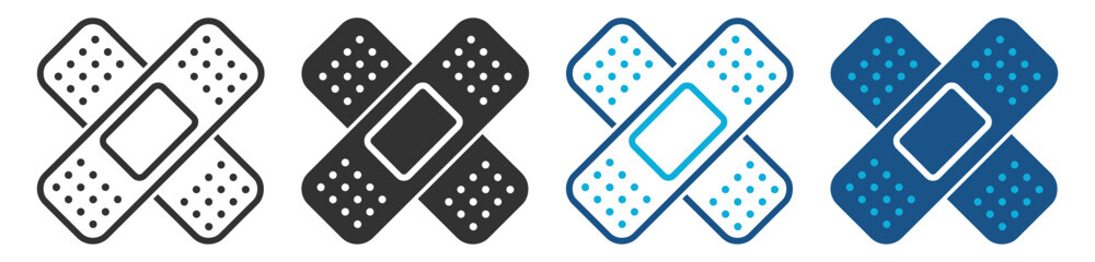 Medical band aid patch cross symbol on transparent background