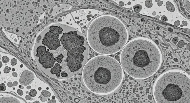 TEM showing viral inclusions near peroxisomes