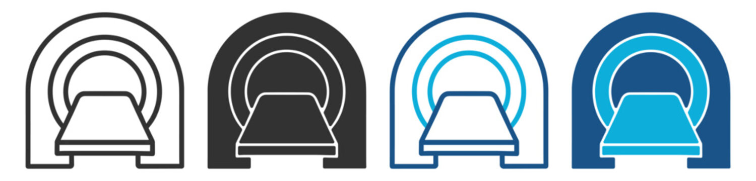MRI scan medical test machine with round tube on transparent background
