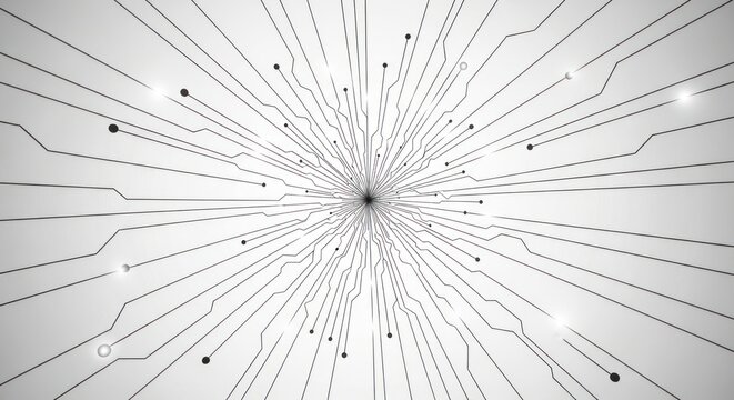 High tech neural network abstract illustration with converging lines.