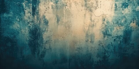 A textured, blue and green wall with a cracked, aged appearance, featuring a mix of colors and textures.