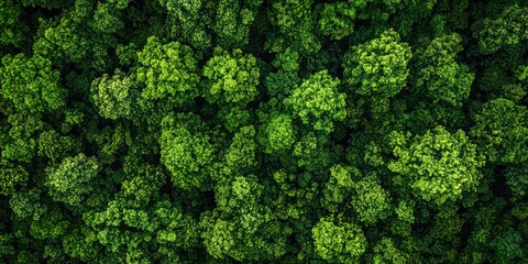 Fototapeta premium A dense forest canopy with a mix of green and brown leaves, creating a vibrant and lush environment.