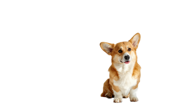 Adorable Corgi Puppy Sitting On Transparent Background Looking Curious, Playful, and Friendly Pet Portrait