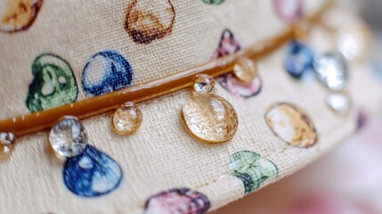 Close-up of a waterproof hat with water droplets