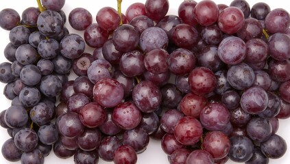 Fototapeta premium ripe grapes ready to eat. They are arranged on a surface. The colors of grapes vary, some are deep purple, some are red and some are almost black