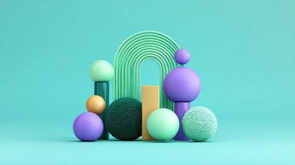 Abstract 3D forms, pastel colors