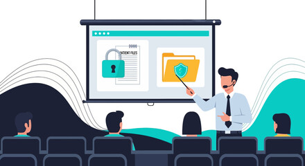 Illustrative security awareness training session, highlighting patient data protection principles