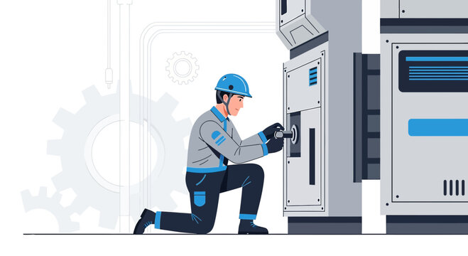 Industrial mechanic operating machinery controls, engineering solution and repair expertise