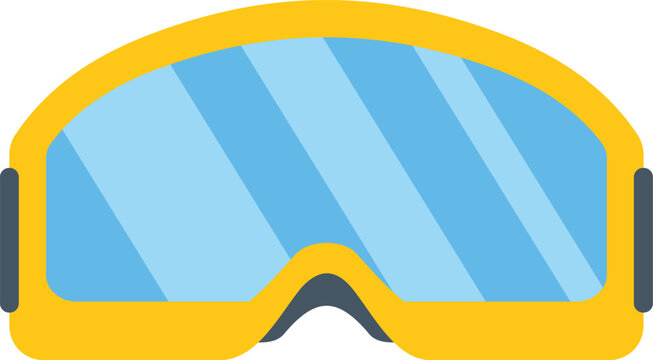 Yellow ski goggles protecting eyes while skiing or snowboarding
