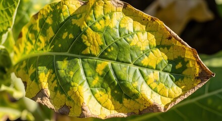 Virus-infected leaf showing green island symptom