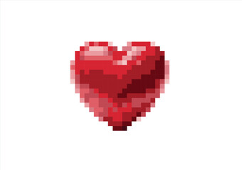 Fototapeta premium Vibrant Pixel Art Heart Icon. 8 bit. Game development, mobile app. Isolated vector illustration.
