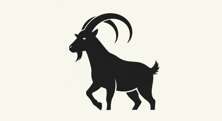 Silhouette of a Majestic Mountain Goat - A Symbol of Resilience and Strength.