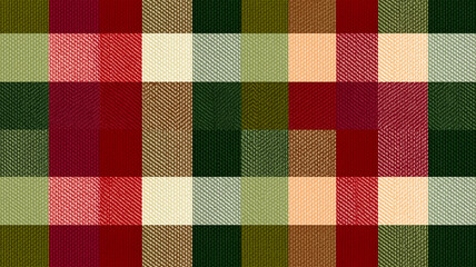 赤・緑・ベージュが組み合わさった格子柄の模様