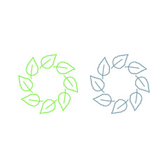 NATURAL PRODUCT LEAVES IN CIRCLE SIGN SYMBOL LOGO
