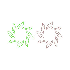 NATURAL PRODUCT LEAVES IN CIRCLE SIGN SYMBOL LOGO
