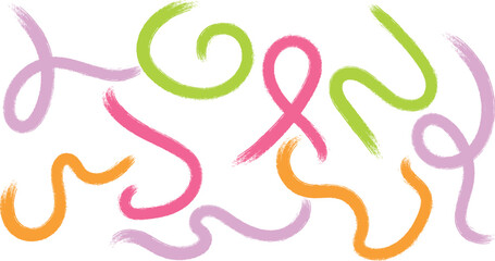 Obraz premium Hand drawn colorful doodle elements isolated on white background, abstract brush strokes design