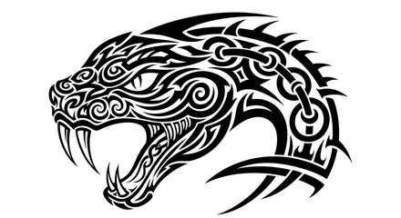 Tribal Snake Head Tattoo Design.