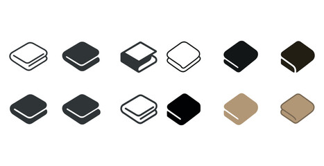Set of twelve book icons in various colors and styles