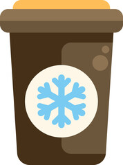 Refreshing iced coffee cup with snowflake symbol, perfect for representing a cold, invigorating beverage