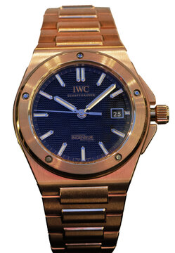 IWC Ingenieur automatic 40 gold wristwatch with black grid dial.Milan - italy,19 November 2025