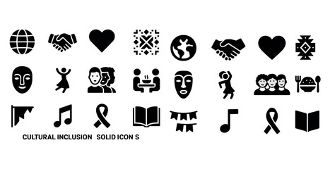 Diverse cultural inclusion icons set featuring symbols of unity