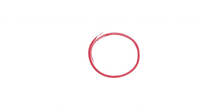 Red marker hand-drawn circle and underline &ndash; transparent background animation