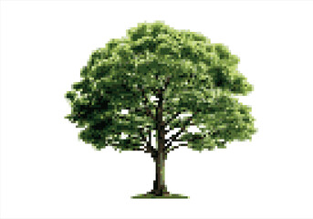 Pixel Art Tree. 8 bit. Game development, mobile app. Isolated vector illustration.
