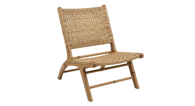 Stylish woven chair isolated on transparent background, a comfortable and modern seating option