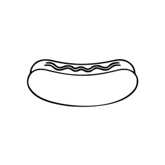 Fototapeta premium Food & Kitchen – Thick Outline BW – hot dog rounded