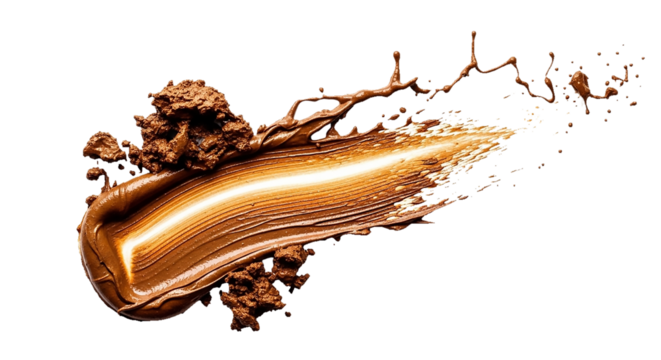 Bronze color cosmetic cream isolated on transparent background for beauty product