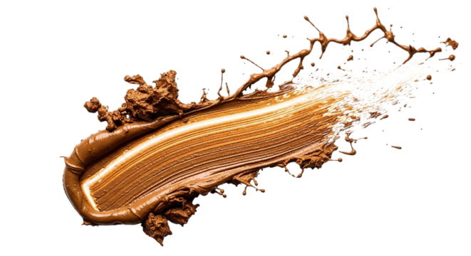 Bronze color cosmetic cream isolated on transparent background for beauty product