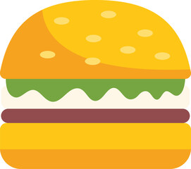 Tasty burger featuring sesame seeds, patty, cheese, and lettuce, creating a visually appealing fast food icon