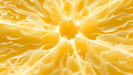 pulp. Macro detail of a peeled citrus fruit showing its white fibrous network. menu design, packaging mockups, designed for culinary blogs and recipe cards for restaurants, used by art directors.