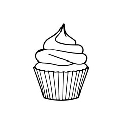 Food & Kitchen &ndash; Thick Outline BW &ndash; cupcake sharp